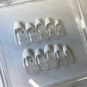 White french nail handmade gel nail, acrylic press on nail, fake nail,